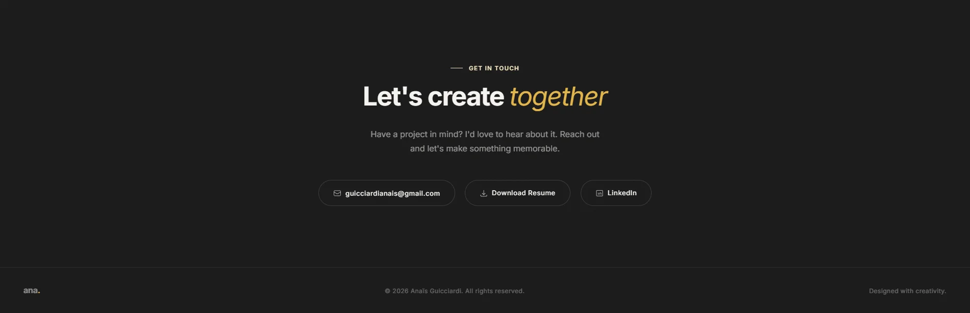 Footer — Let's create together contact section
